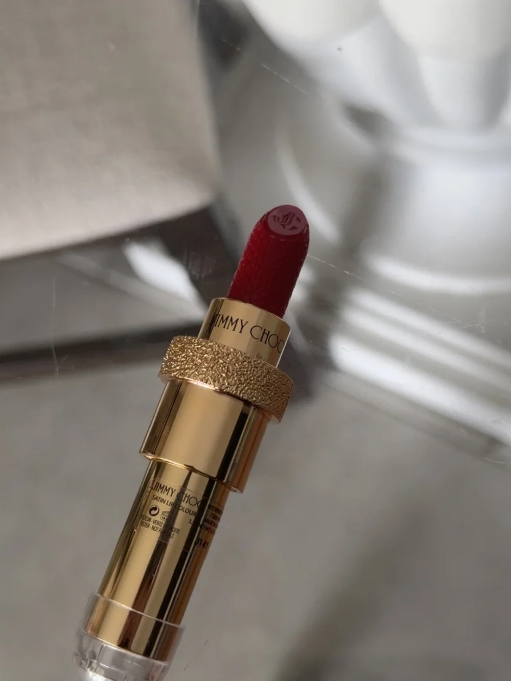 Jimmy Choo Red Lipstick with Gold Case - Picture 3 of 4